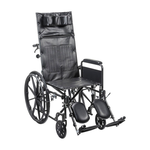 Drive Silver Sport Full Recline Wheelchair Detachable Full Arm (DFA) Elevated Foot Rest (ELR) Vinyl 300lbs