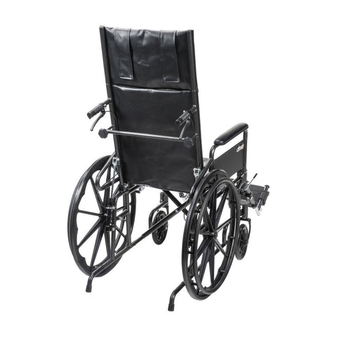 Drive Silver Sport Full Recline Wheelchair Detachable Full Arm (DFA) Elevated Foot Rest (ELR) Vinyl 300lbs