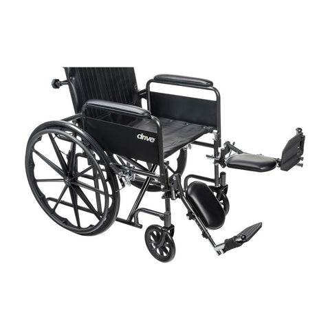 Drive Silver Sport Full Recline Wheelchair Detachable Full Arm (DFA) Elevated Foot Rest (ELR) Vinyl 300lbs