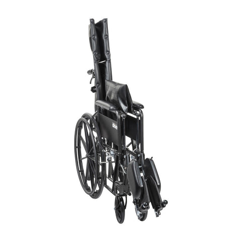 Drive Silver Sport Full Recline Wheelchair Detachable Full Arm (DFA) Elevated Foot Rest (ELR) Vinyl 300lbs