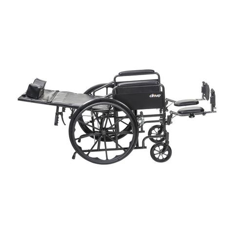 Drive Silver Sport Full Recline Wheelchair Detachable Full Arm (DFA) Elevated Foot Rest (ELR) Vinyl 300lbs