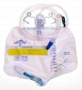 Medline Urinary Drainage Bags with Metal Clamp 2000ml