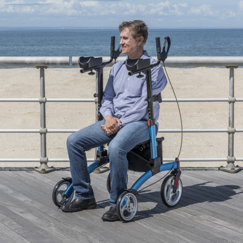 Drive Elevate Upright Walker with Seat Stand up Rollator for 300 lbs