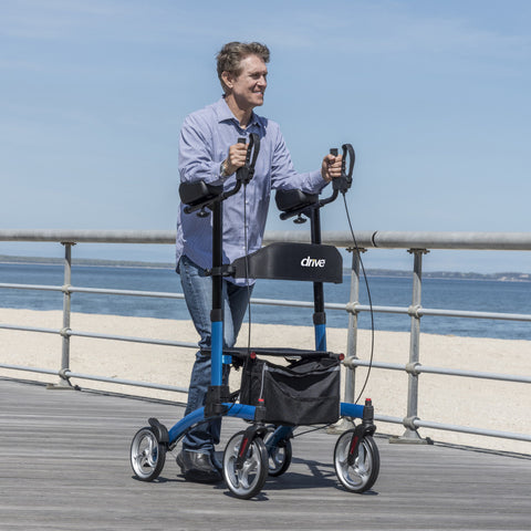 Drive Elevate Upright Walker with Seat Stand up Rollator for 300 lbs