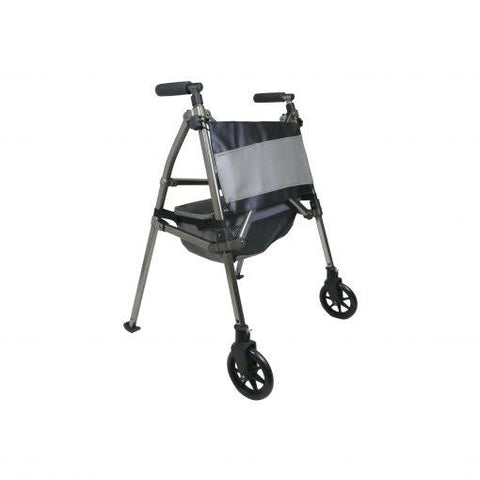 Stander Signature Life Elite Travel Walker with Removable Leather Pouch 400lbs Black Walnut