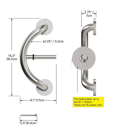 PLUS Toilet Paper Holder + Grab Bar