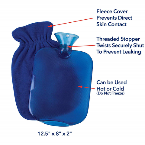Carex Hot Water Bottle with Fleece Cover 2qtr
