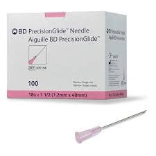 BD PrecisionGlide Needle 100/bx 18g x 1" single
