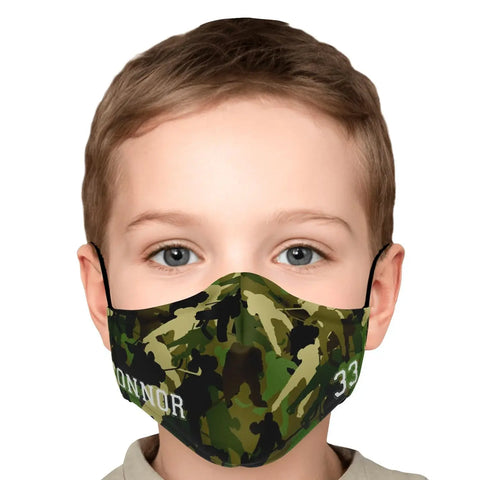 Reusable Face Mask Silver Ion Technology Green Camo Kids