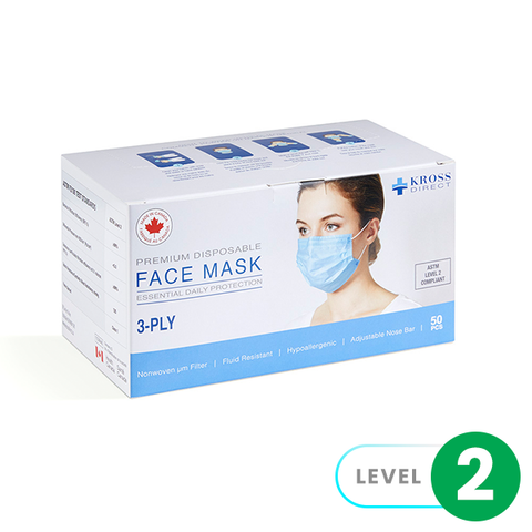 Kross Level 2 ASTM Medical Face Masks Anti-Fog 50/bx