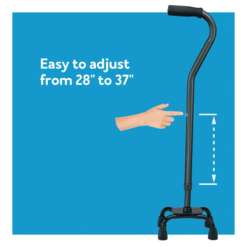 Carex Small Base Designer Quad Cane Black 300lbs