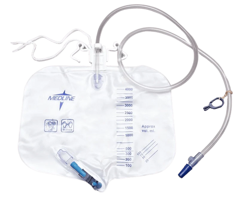 Medline Urinary Drainage Bag 4000ml W/ Luer-Lock Connection & Anti-Reflux Tower W/ Slide-Tap 20/Bx