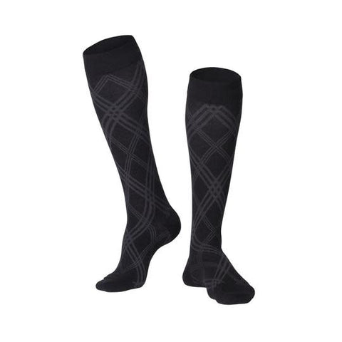 Airway Surgical Touch Combed Cotton Argyle Black Sock for Men 20-30mmHg