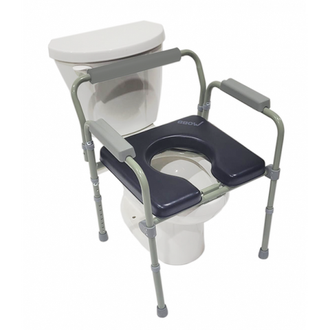 MOBB Padded Folding Commode Chair 18"W x 16.6"D 300lbs Weight Capacity