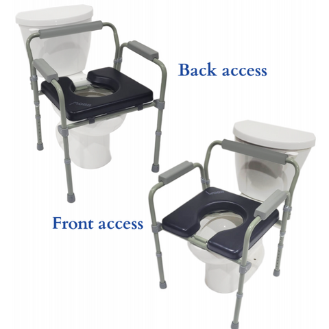 MOBB Padded Folding Commode Chair 18"W x 16.6"D 300lbs Weight Capacity