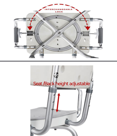 Mobb Swivel Shower Chair 3.0 Left  or Right Handed Lock 300 lbs Capacity