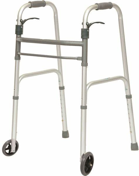 ProBasics Sure Lever Release Folding Walker with 5" Wheels Gray