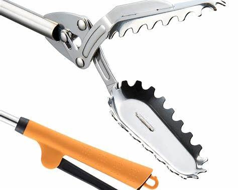 All Stainless Steel Grabber Reacher Pickup Tool Heavy Duty Trash Picker Log BBQ Fireplace pits Snake Tongs 28"