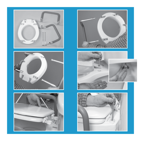 Carex Toilet Seat Elevator w/Handles For Round Toilet 3.5"