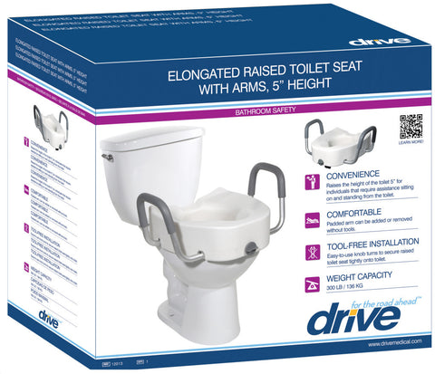 Drive Premium Plastic Raised Elongated Toilet Seat with Lock