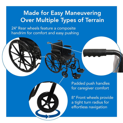 ProBasics K2 Wheelchair w/ Flip Back Arms 16" Depth