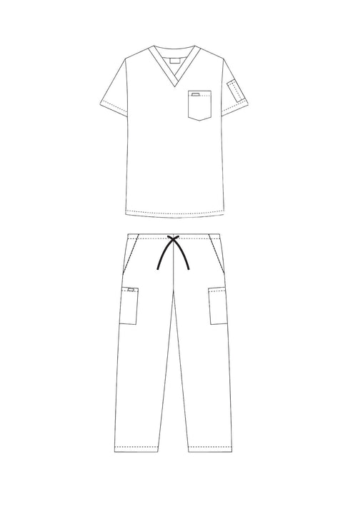 Unisex Scrub Set Draw String Pants 5 Pockets