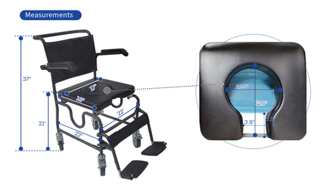 MOBB 4 Way Padded Steel Commode Chair with Wheels