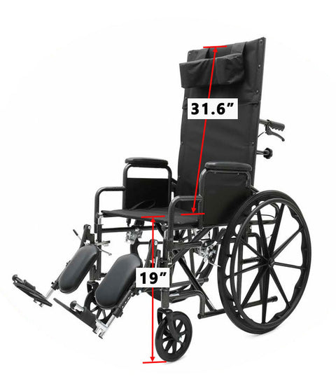 Mobb Carbon Steel Recline Wheelchair Swing Away Foot Rest 300lbs