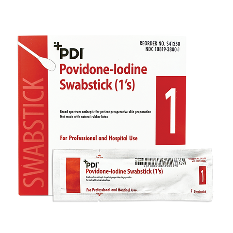 PDI PVP Iodine  Swabstick Medium 7.5% USP Povidone-Iodine scrub bx/50