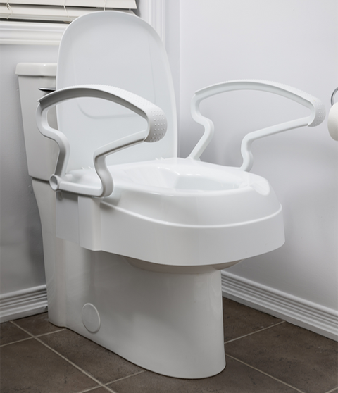 Raised Toilet Seat with Arms adjustable height to add 2",4" and 6"