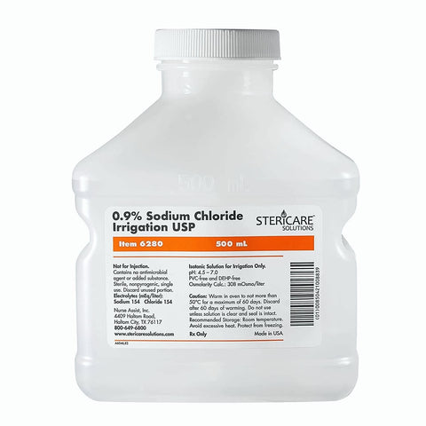 Normal Saline (Sodium Chloride) 0.9% For Irrigation Bottle 500ml 15/Bx