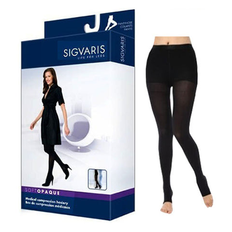 Sigvaris 842P Style Soft Opaque 20-30mmHg Open Toe ML Black
