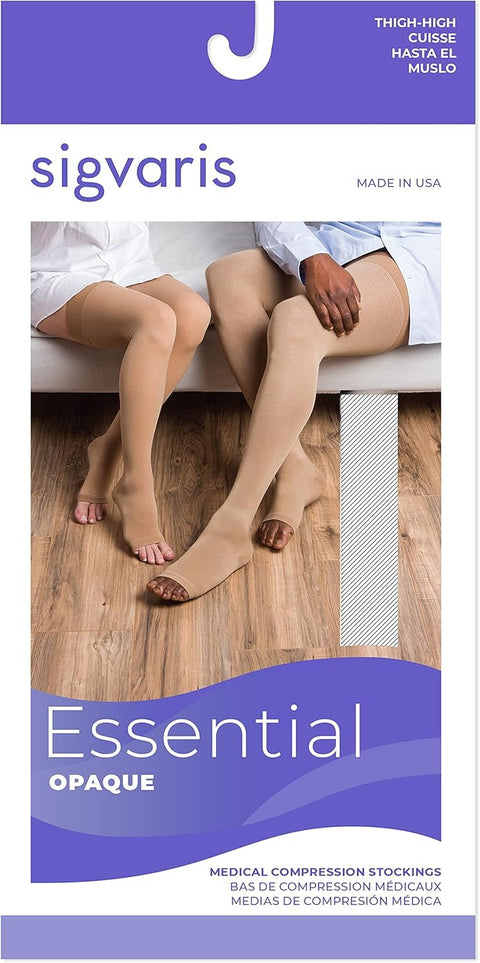 Essential Opaque Thigh High 30-40mmHg Open Toe