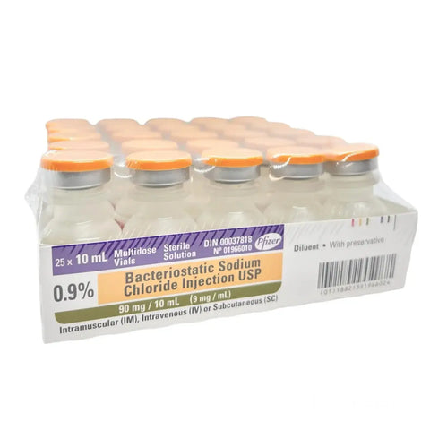 Pfizer Bacteriostatic Sodium Chloride For Injection, 10ml W/ Preservatives 25/Bx