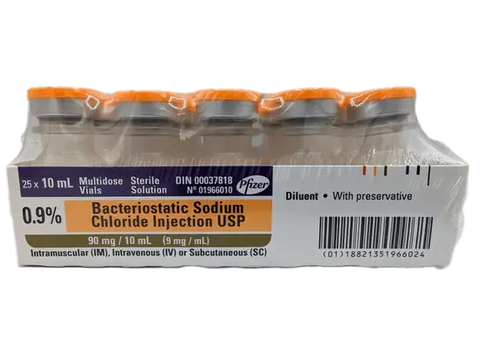 Pfizer Bacteriostatic Sodium Chloride For Injection, 10ml W/ Preservatives 25/Bx