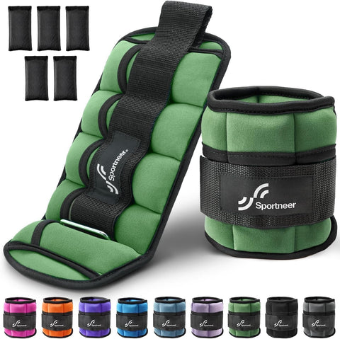 Sportneer Adjustable Ankle Weights Set of 2.2,3,4.6,7 LBS Pair with Removable Ankle and Wrist Weight