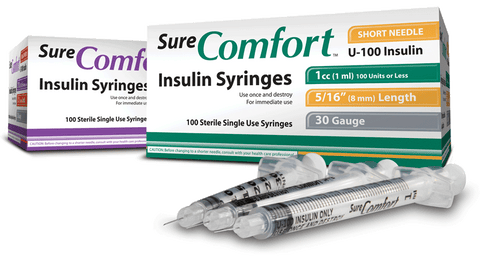 Sure Comfort Insulin Syringes 31G 5/16" (8mm)  1cc 10/bg