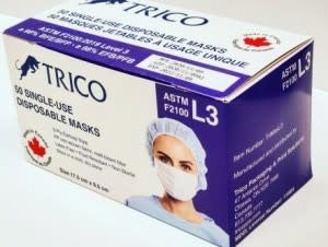 Trico Level 3 Disposable Face Mask 3 Ply 50/bx