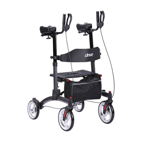 Drive Elevate Upright Walker with Seat Stand up Rollator for 300 lbs