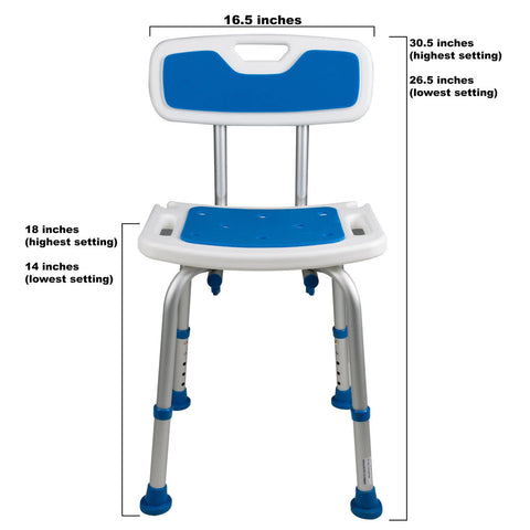 PCP Adjustable Padded Bath Seat w/Back