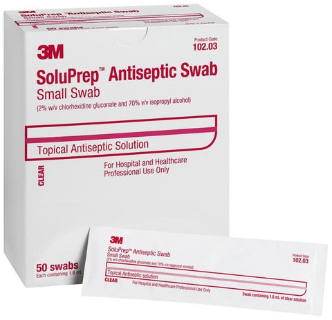 3M™ SoluPrep 2% Chg, 70% Iso Alc Clear Solution Swabsticks Single